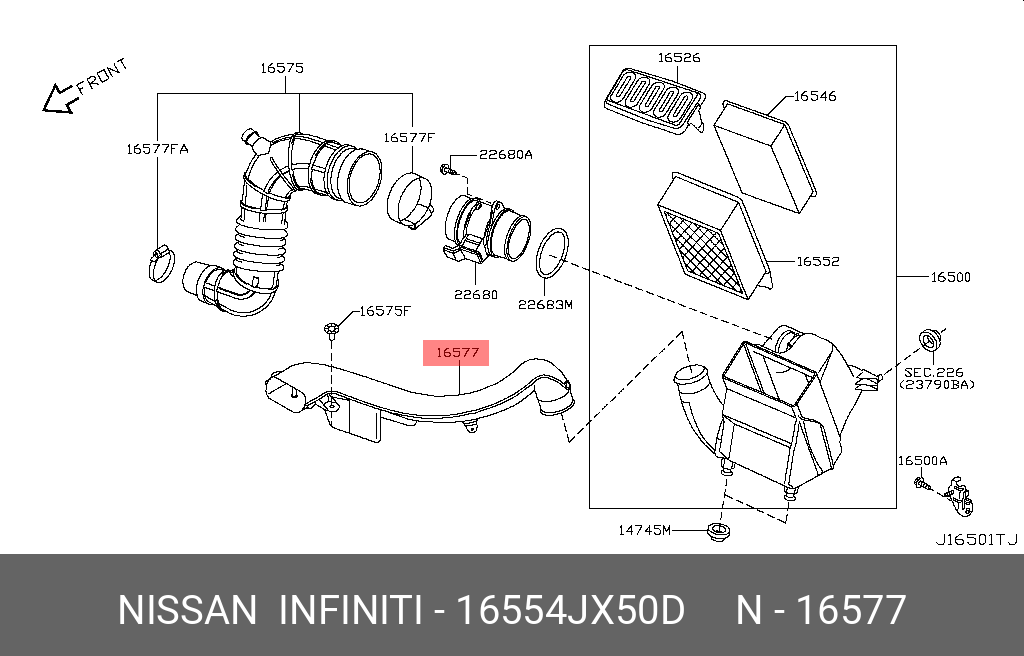 16554-JX50D NISSAN AIR DUCT