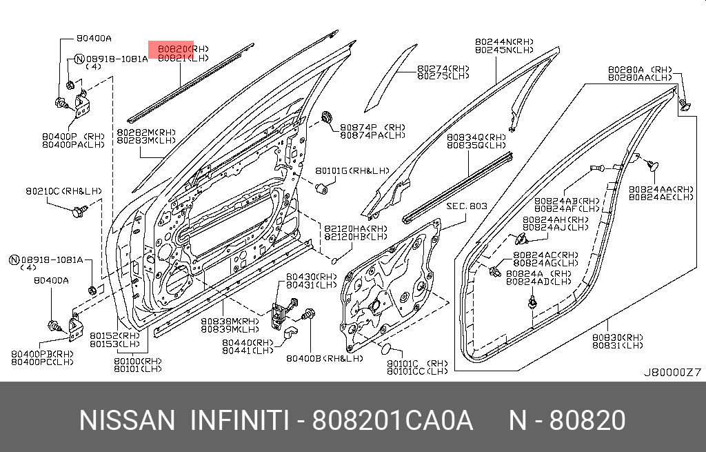 80820-1CA0A NISSAN MLDG ASSY-FR DO