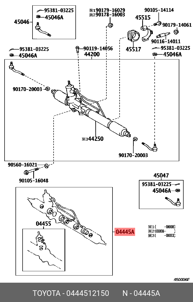 04445-12150 TOYOTA LEXUS SEAL KIT, STEERING RACK