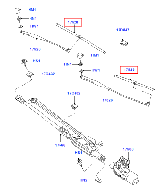 Wiper blade set, front