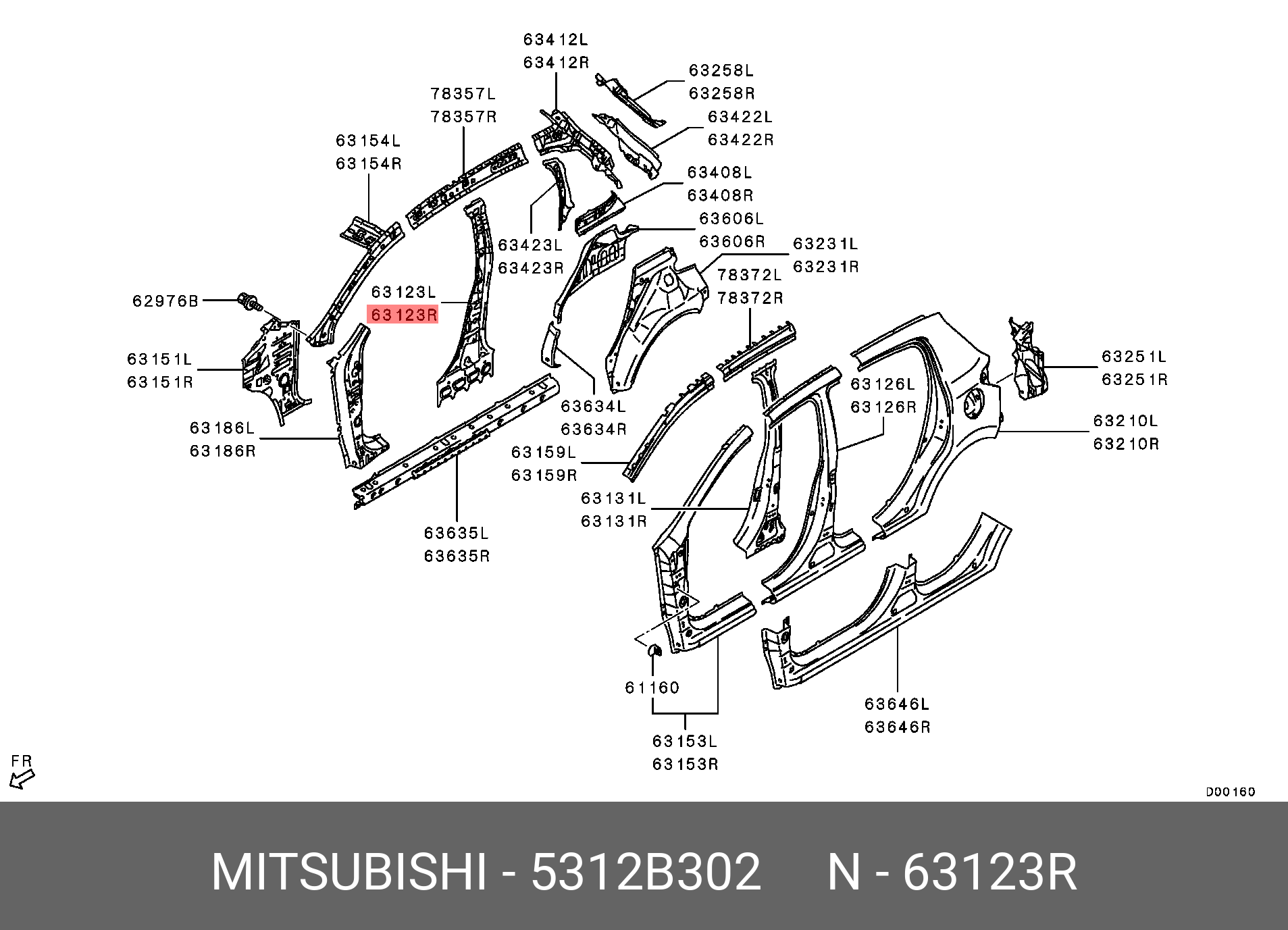 5312B302 MITSUBISHI PILLAR,CTR INR RH