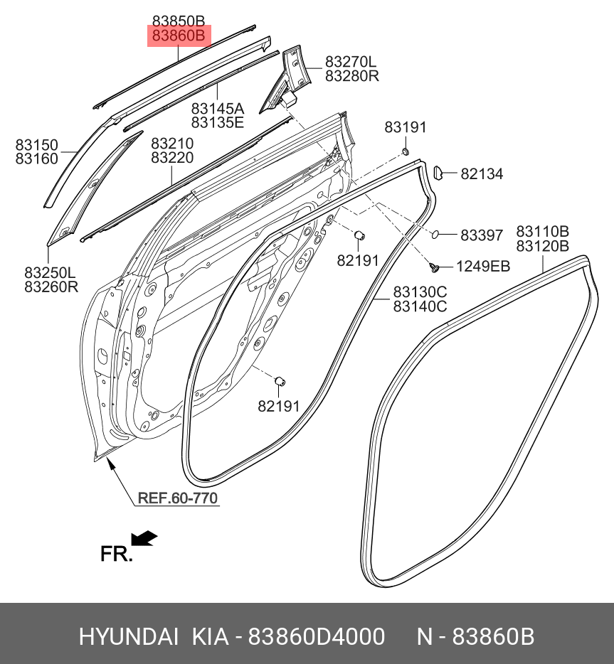 83860D4000 HYUNDAI KIA MOULD(L)RR SASH A
