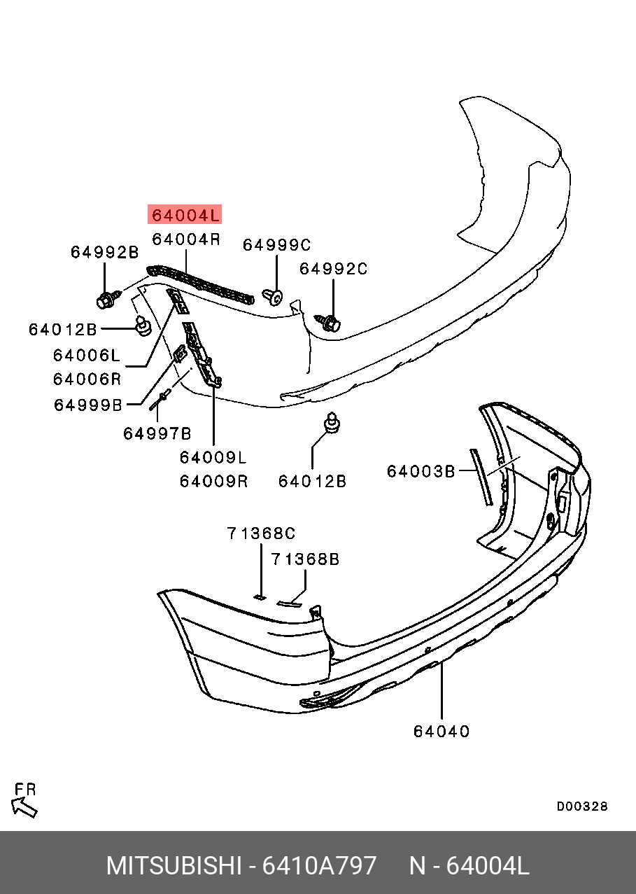 6410A797 MITSUBISHI BRACKET,RR BUMPER FACE SUPPORT,LH