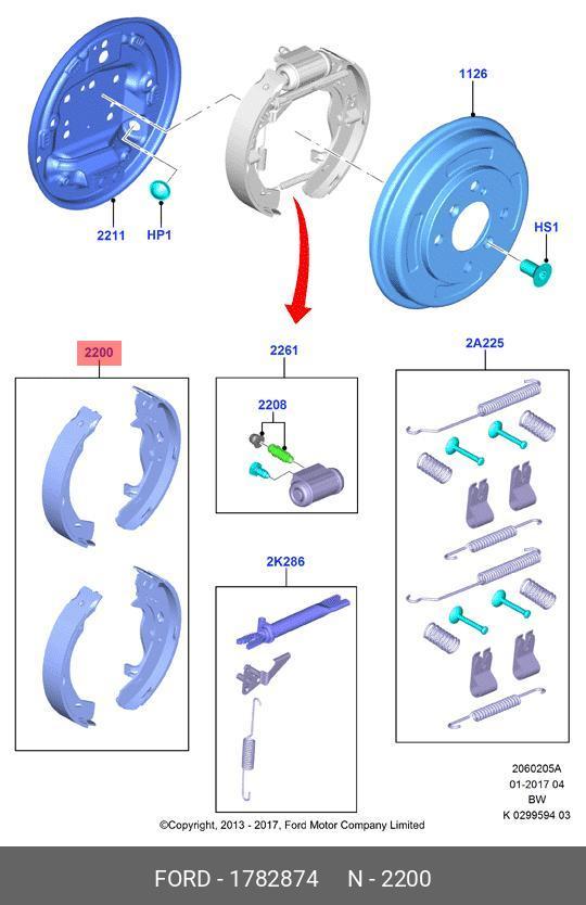 Rear brake pads, set