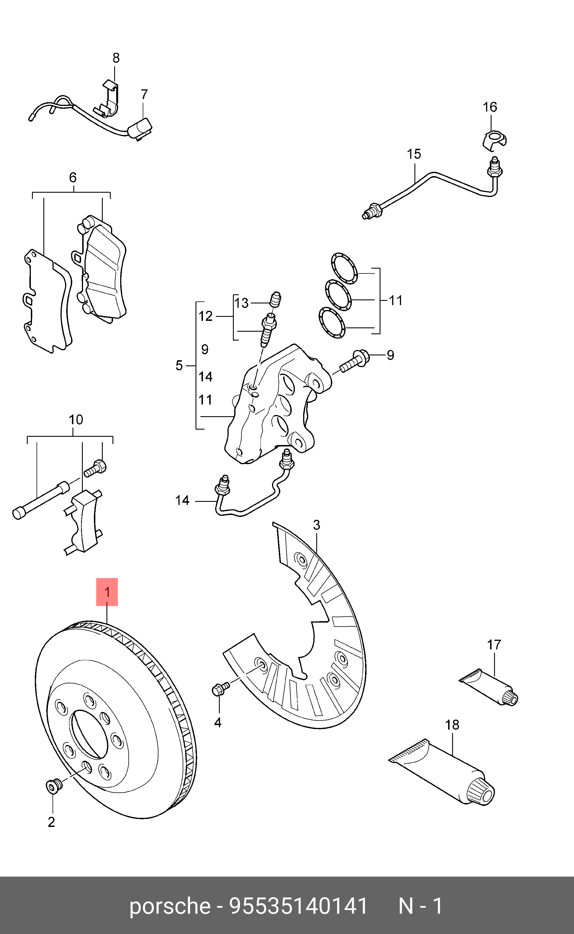 Front brake disc, left