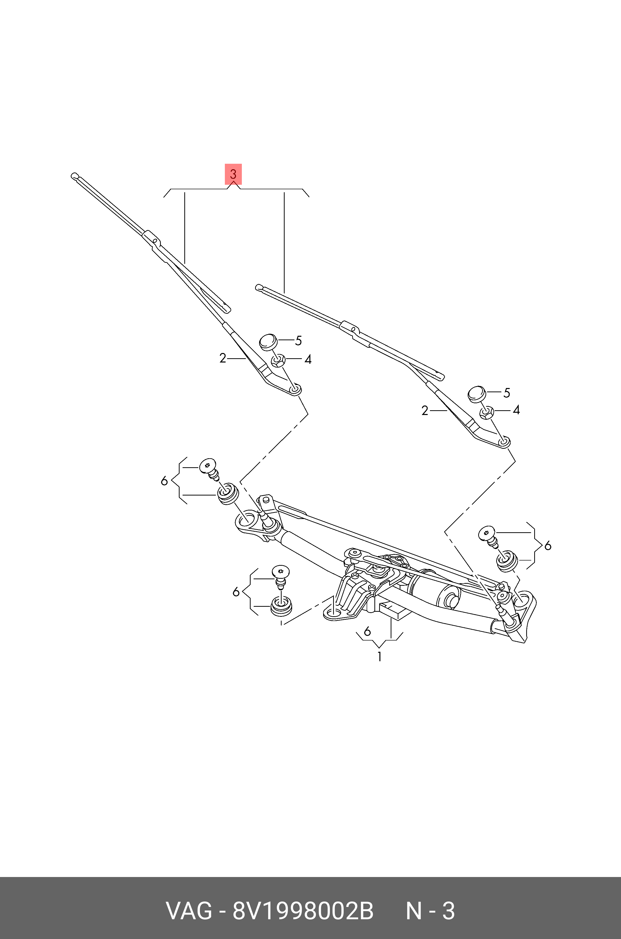 Wiper blade set, front