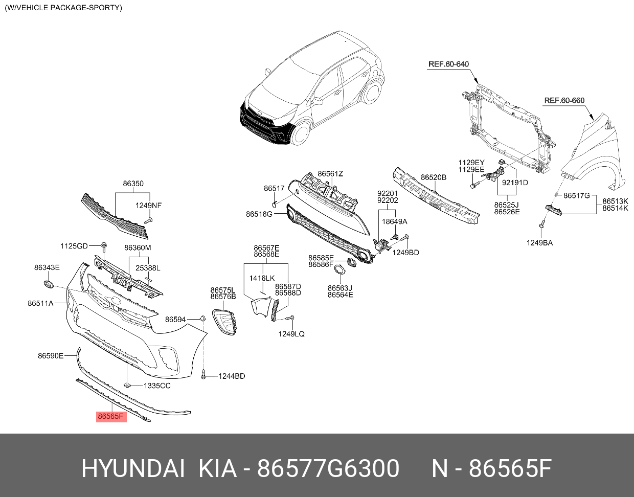 86577G6300 HYUNDAI KIA SKID PLATE-FR BUMPER