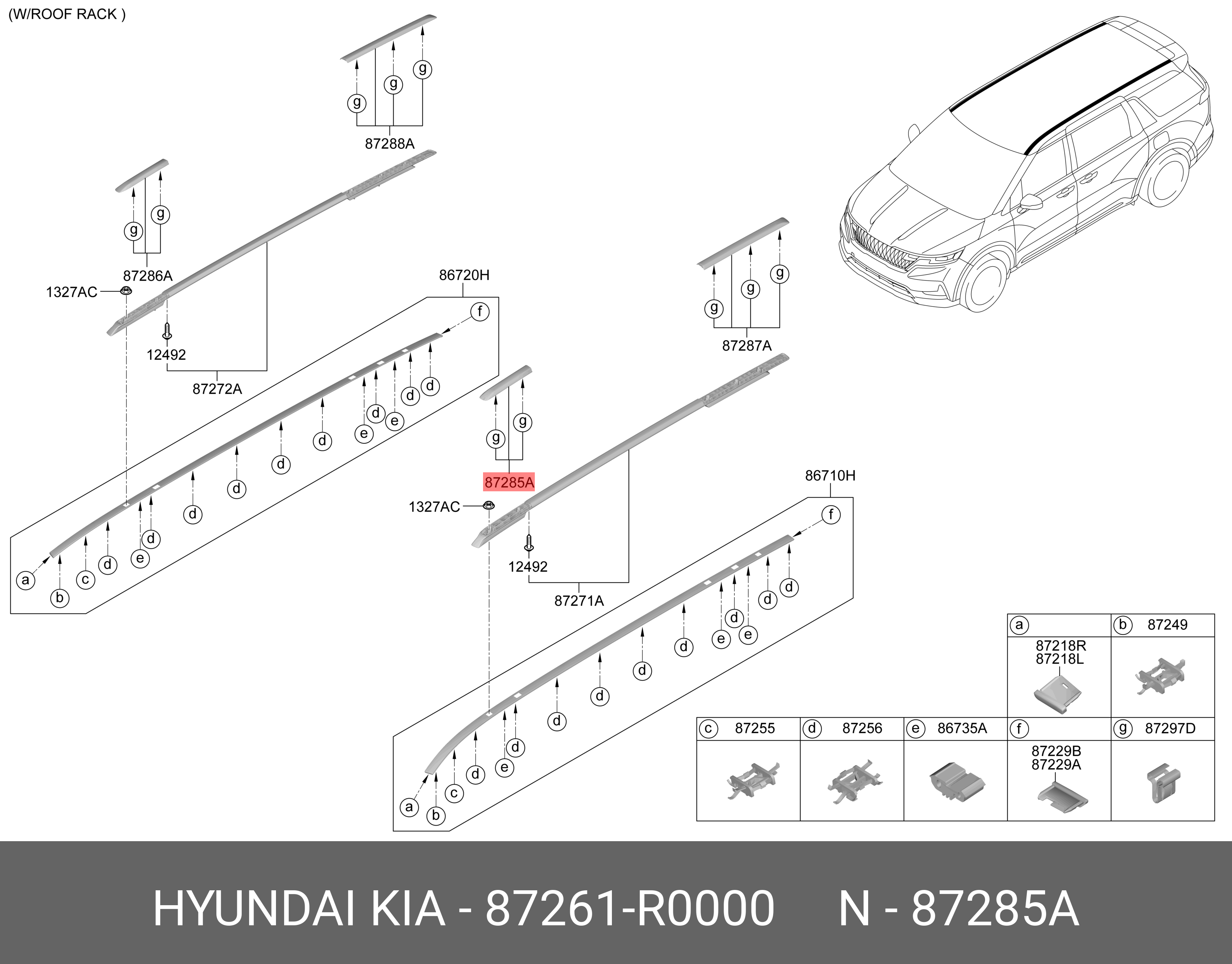 87261R0000 HYUNDAI KIA COVER-ROOF RACK FR LH