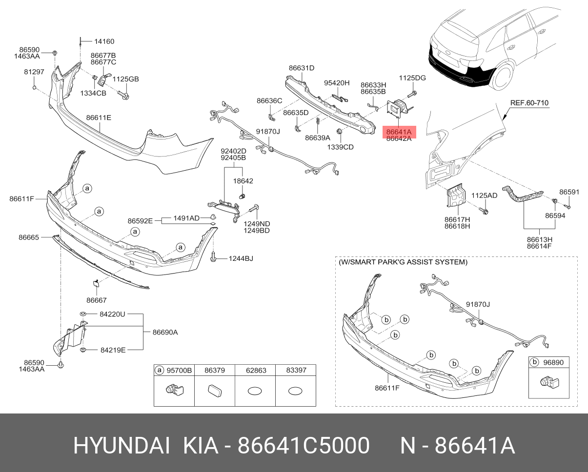 86641C5000 HYUNDAI KIA Bumper reinforcement bracket