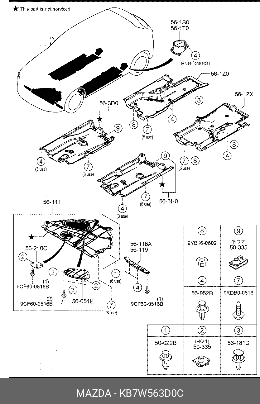 KB7W563D0C MAZDA COVER(R),UNDER