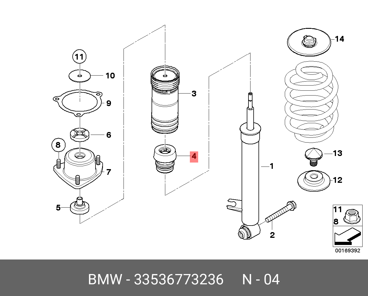 33 53 6 773 236 BMW Additional shock absorber. rear