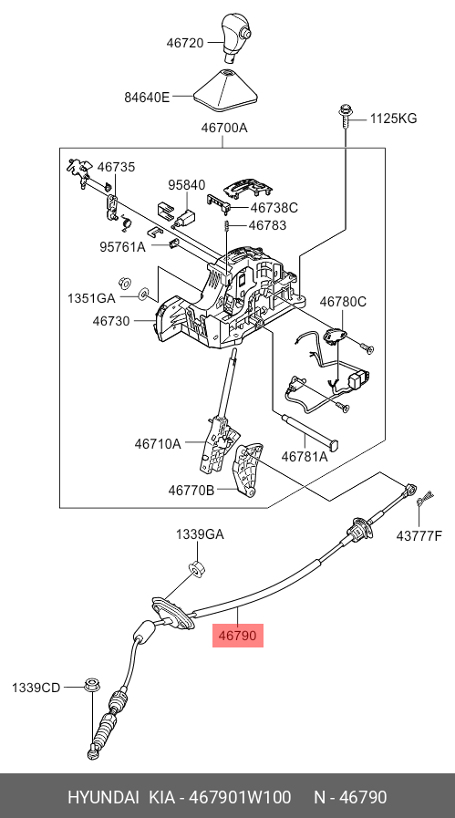 467901W100 HYUNDAI KIA Automatic gearbox cable