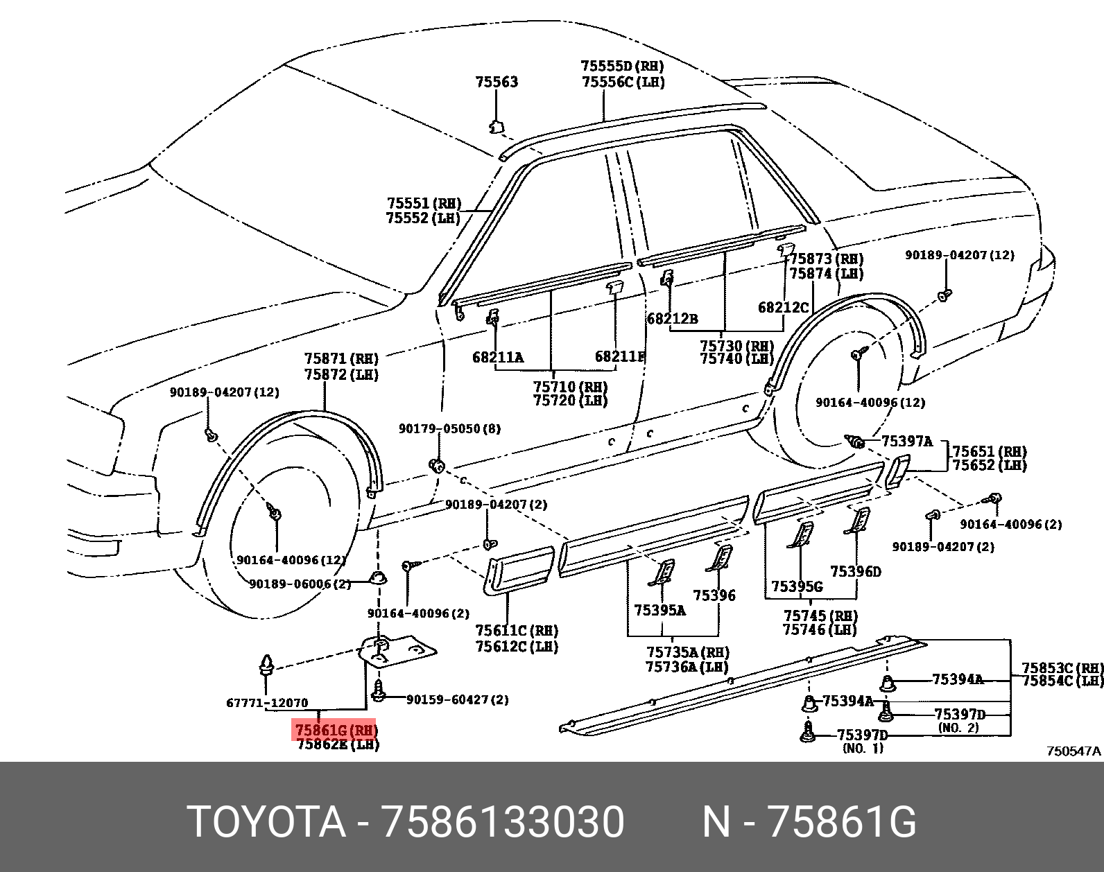 75861-33030 TOYOTA LEXUS PROTECTOR, ROCKER