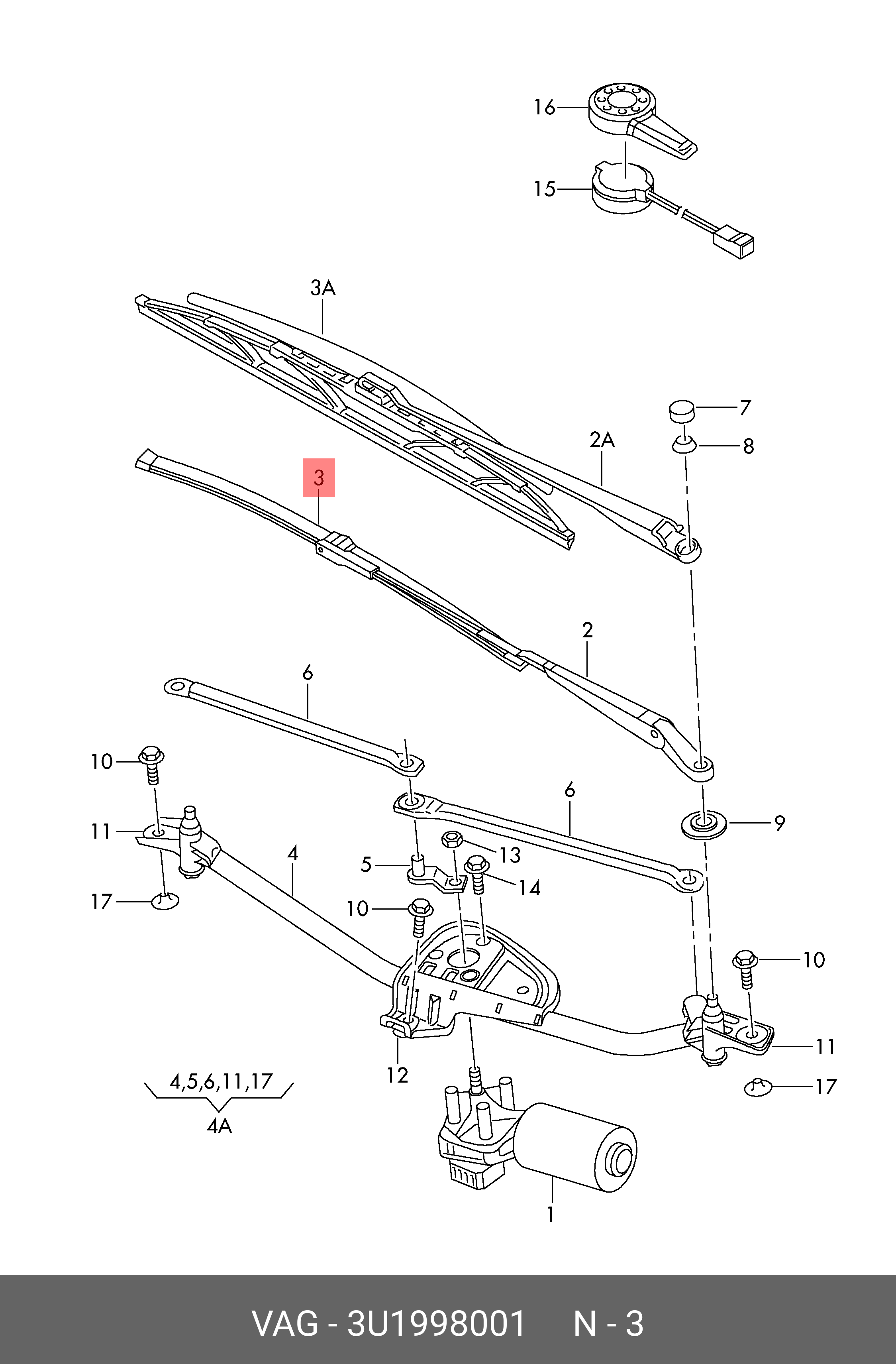Wiper blade set, front