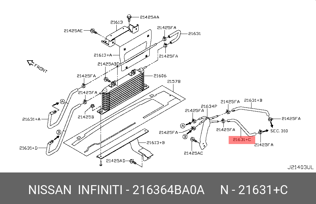 21636-4BA0A NISSAN HOSE-FLEXIBLE