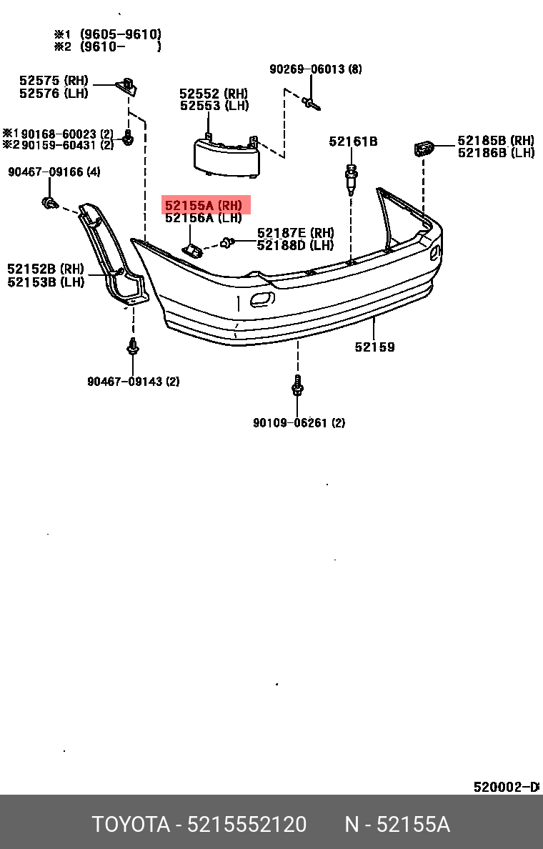 Support Rr. Bumper 52155-52120 TOYOTA LEXUS SUPPORT RR BUMPER