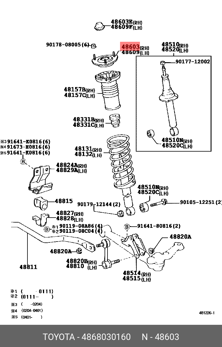 48680-30160 TOYOTA LEXUS SUPPORT ASSY FR