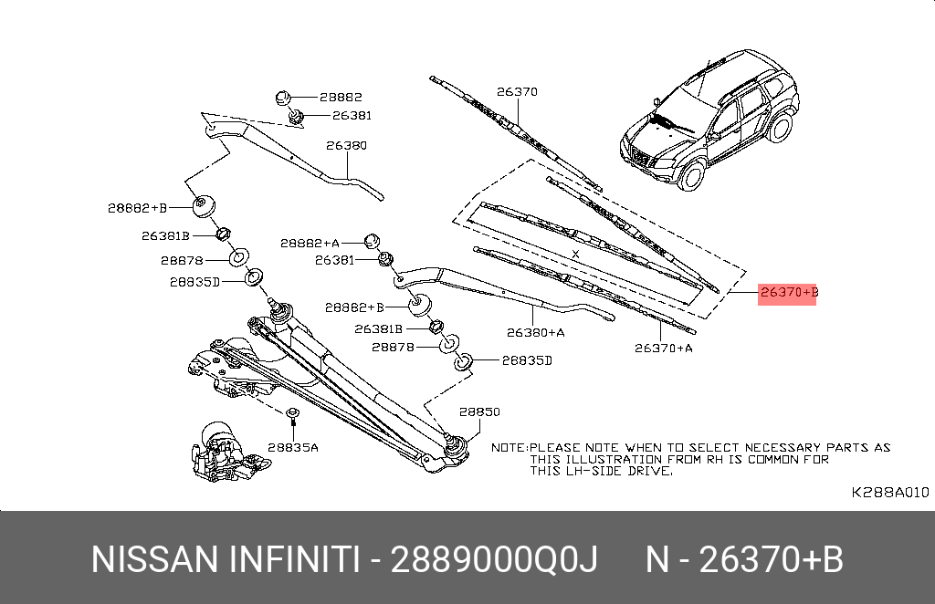 Wiper blade set, front