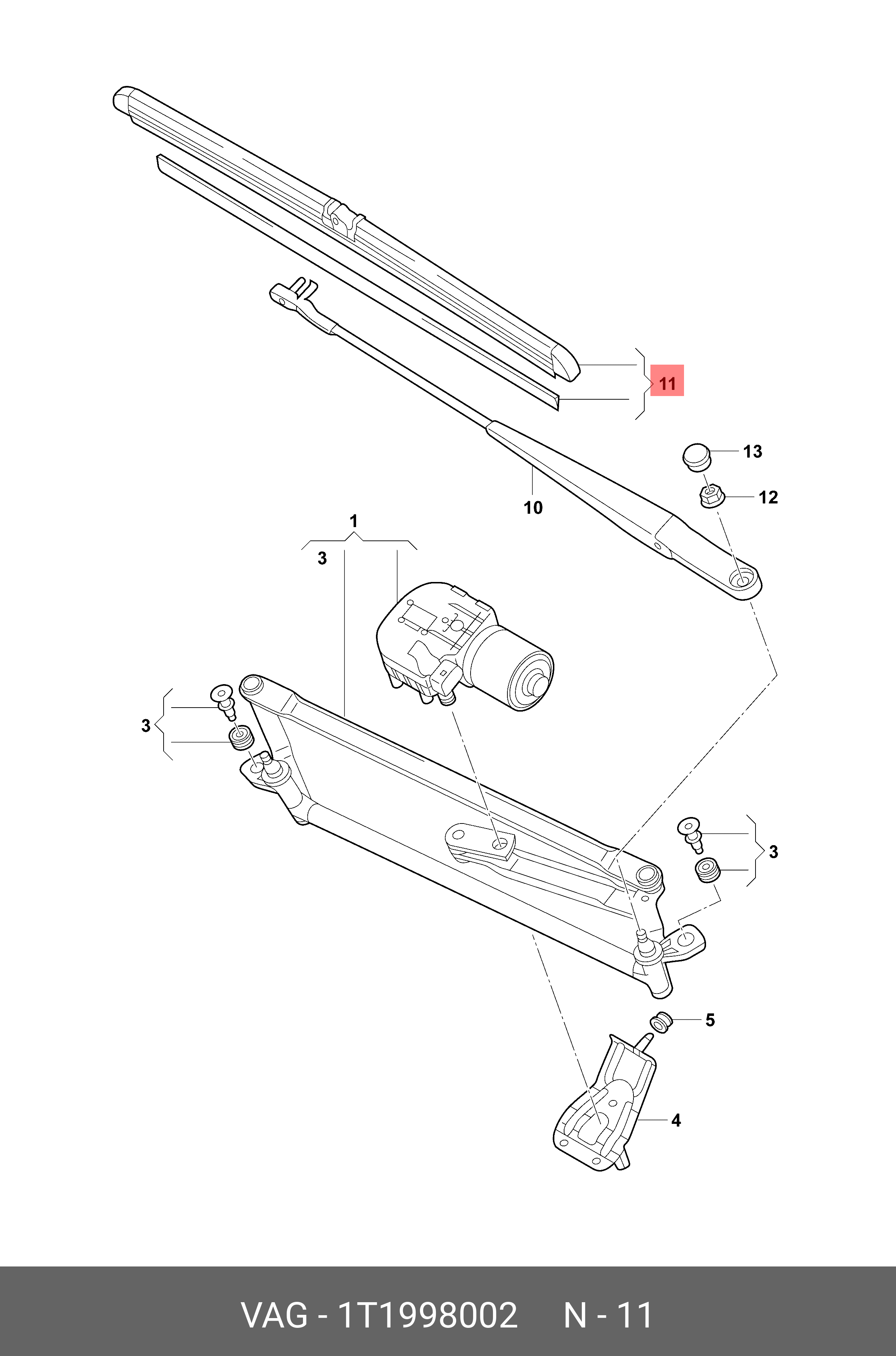 Wiper blade set, front