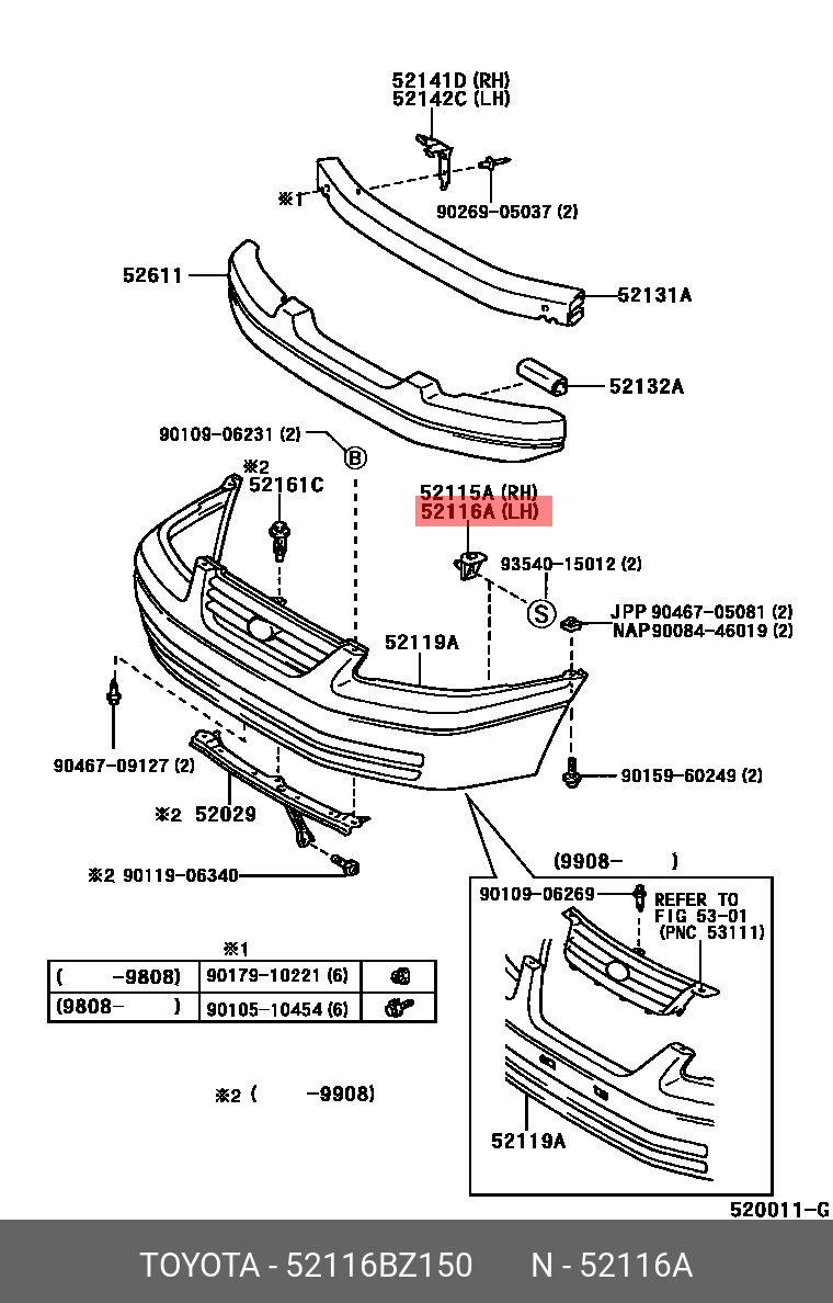 52116-BZ150 TOYOTA LEXUS SUPPORT FR BUMPER S
