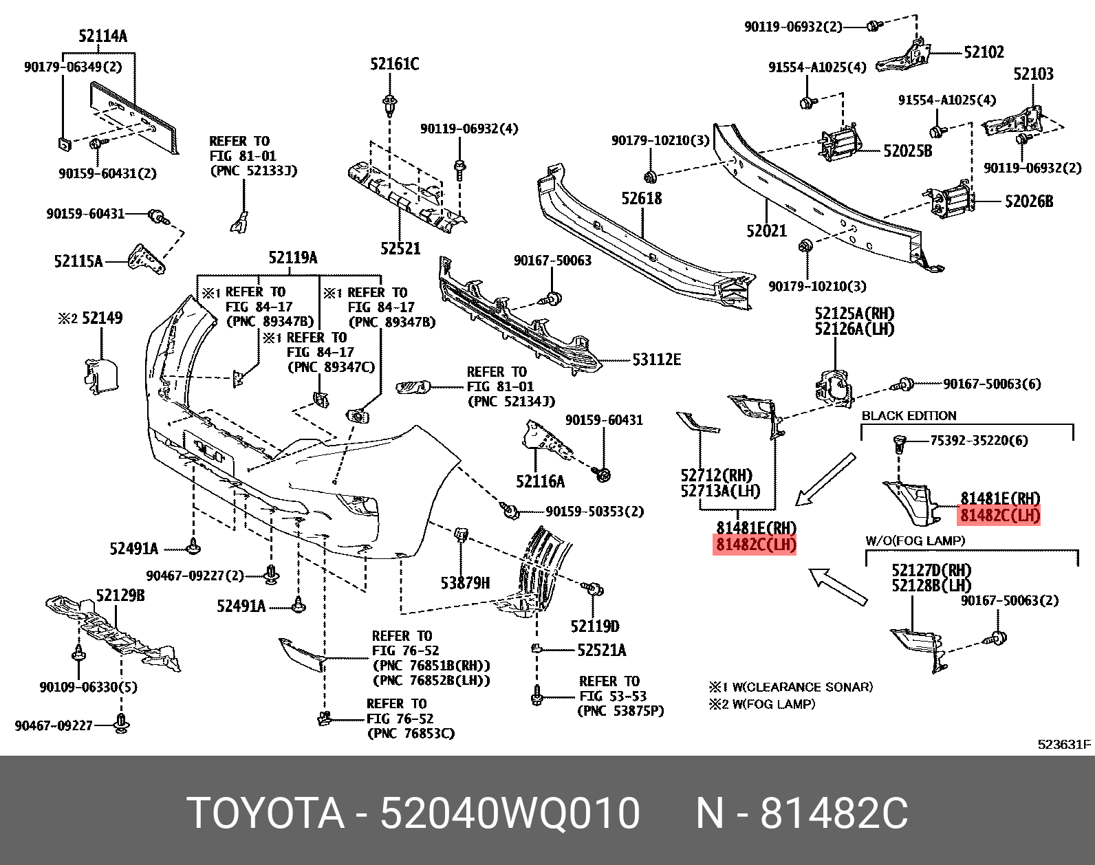 Оправа ПТФ Toyota Land Cruiser Prado (J150) 20-24 (Слева)