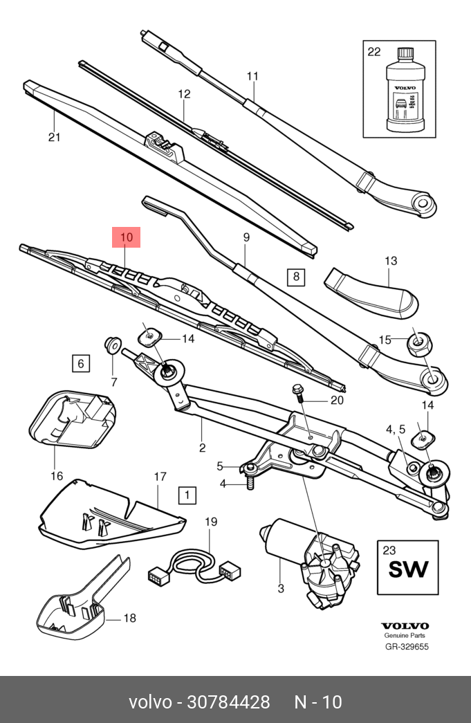 Wiper blade set, front