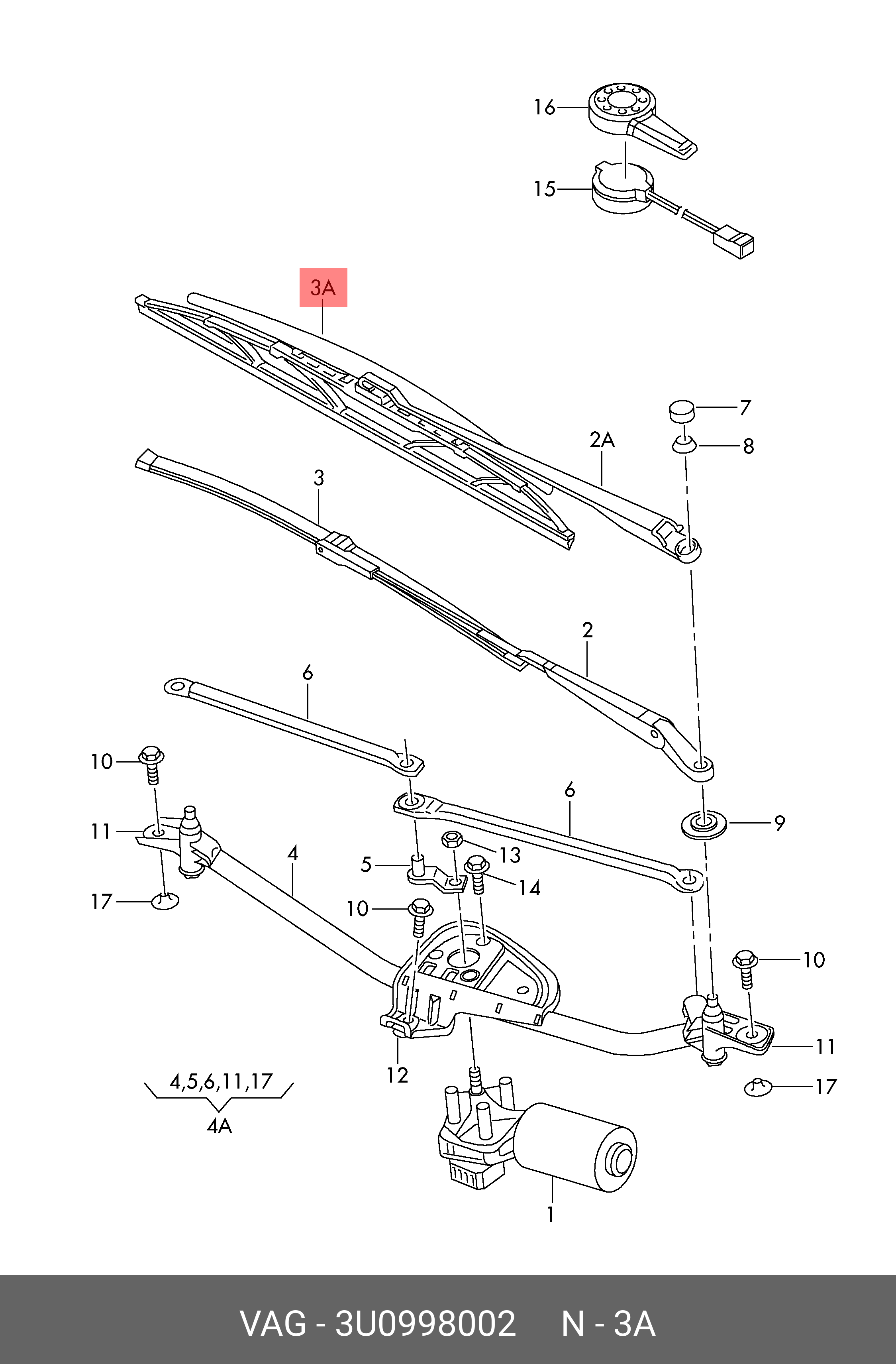 Wiper blade set, front