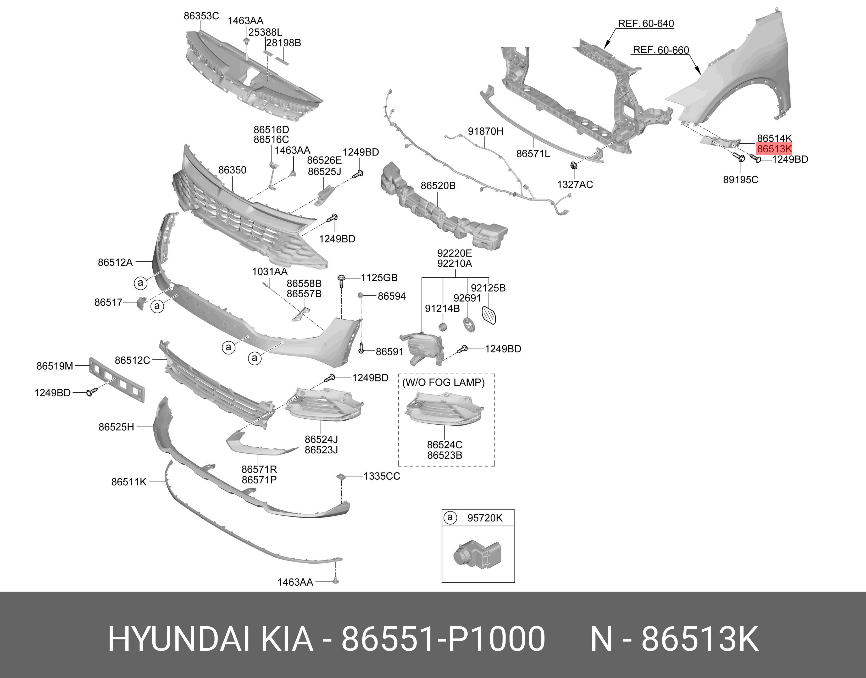 86551P1000 HYUNDAI KIA BRACKET-FR BUMPER SIDE,LH