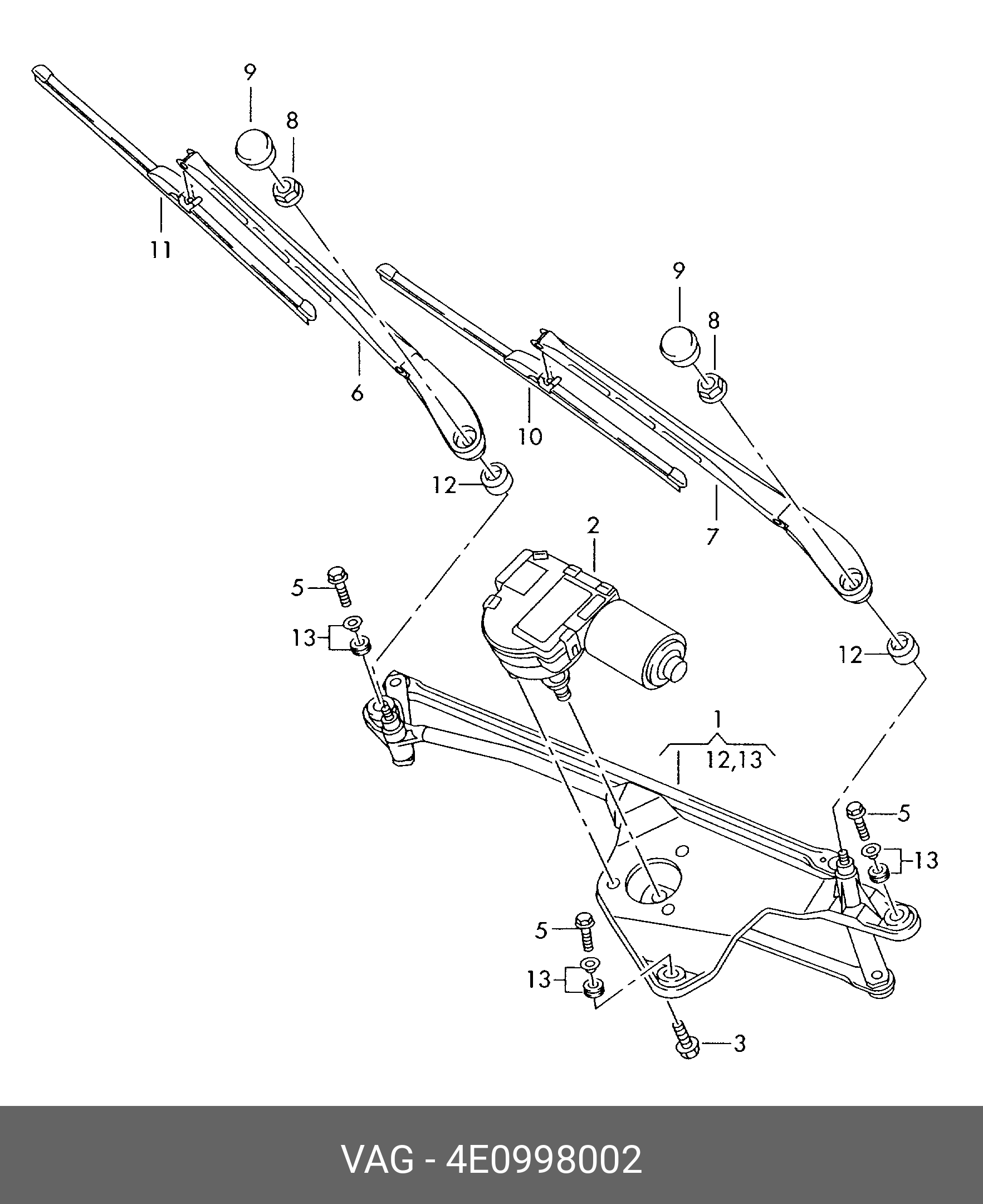 Wiper blade set, front