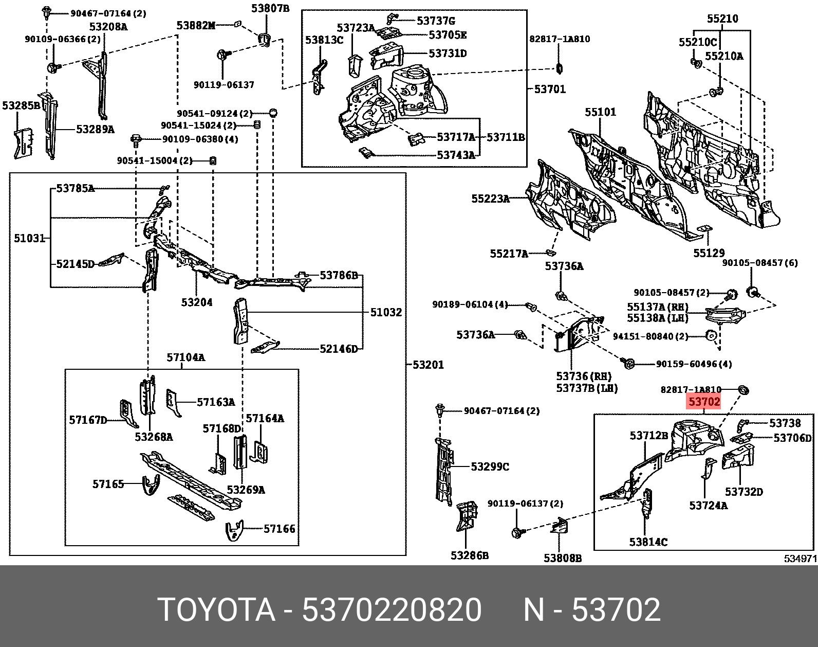 53702-20820 TOYOTA LEXUS APRON SUB-ASSY FR