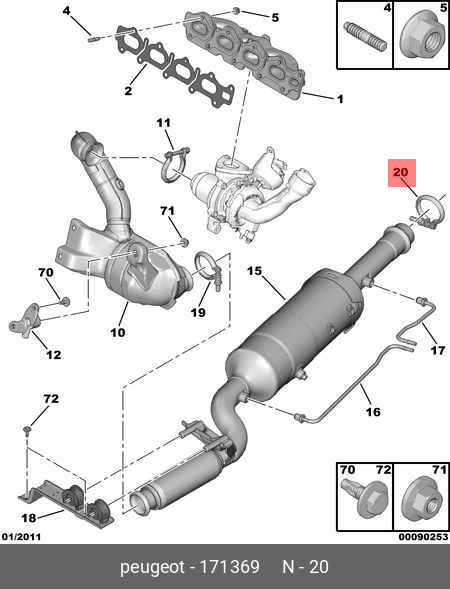 171360 1713 69 CITROEN PEUGEOT CLAMP, METAL