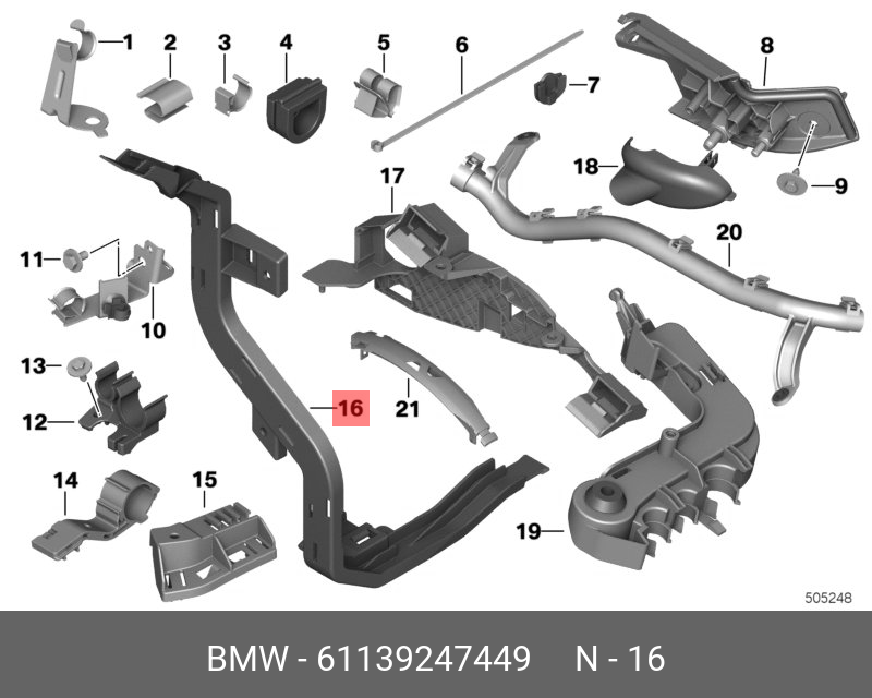 61 13 9 247 449 BMW Wiring duct