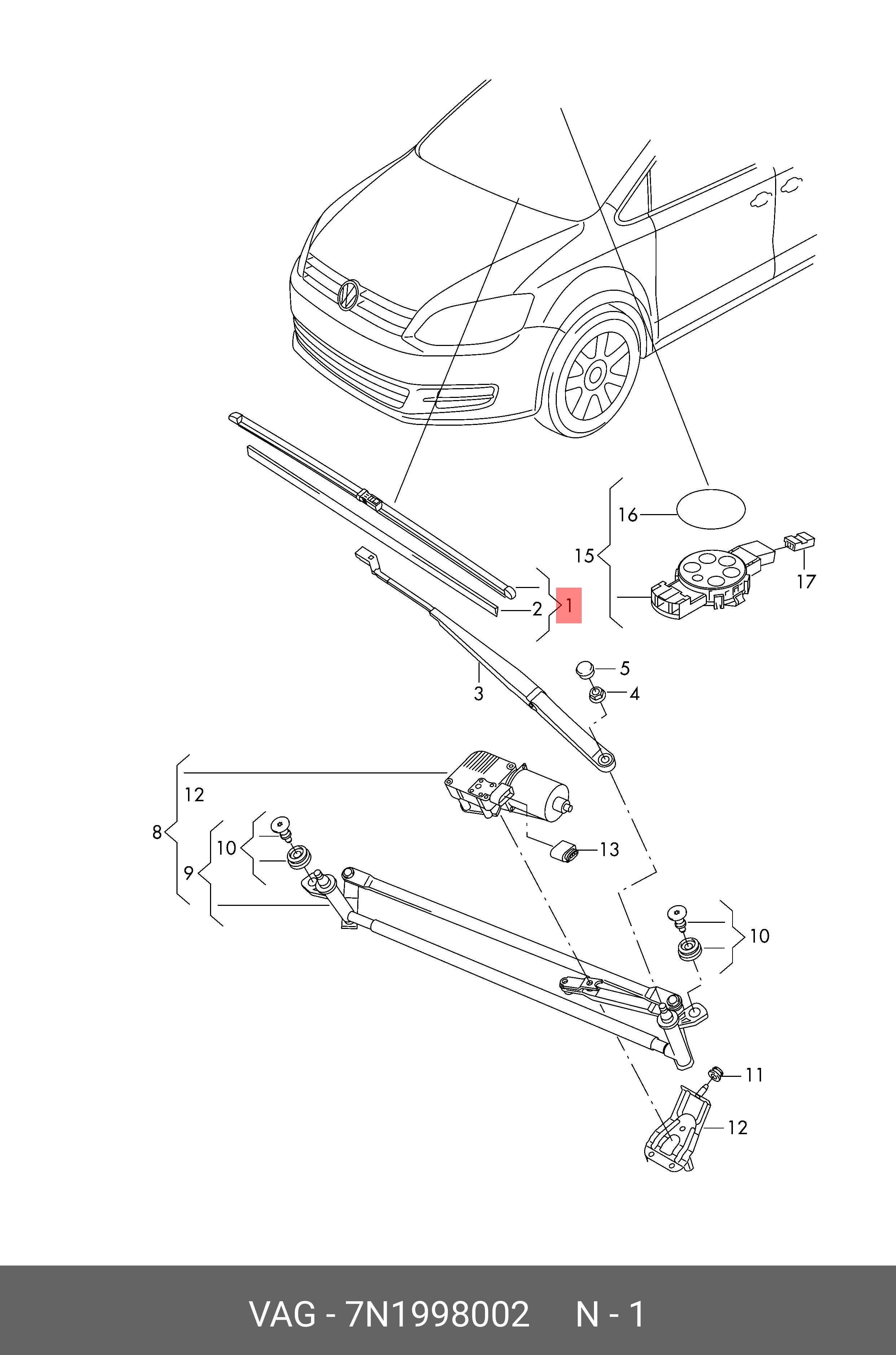 Wiper blade set, front