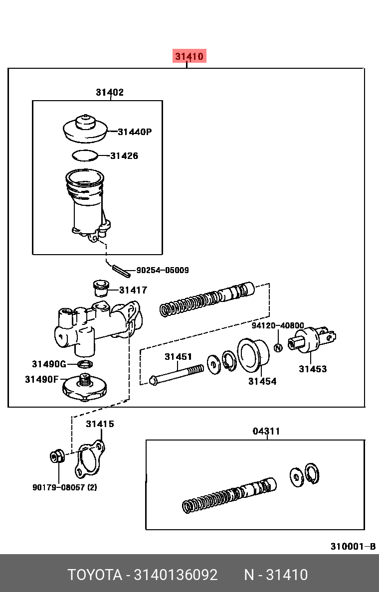 31401-36092 TOYOTA LEXUS CYLINDER SUB-ASSY