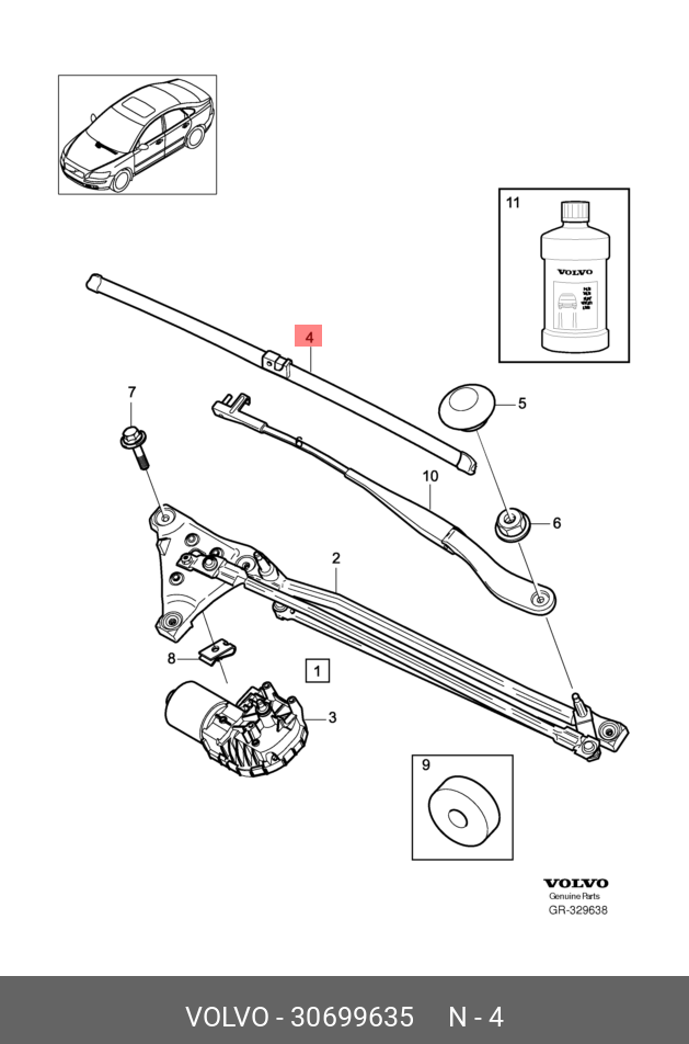 Wiper blade set, front