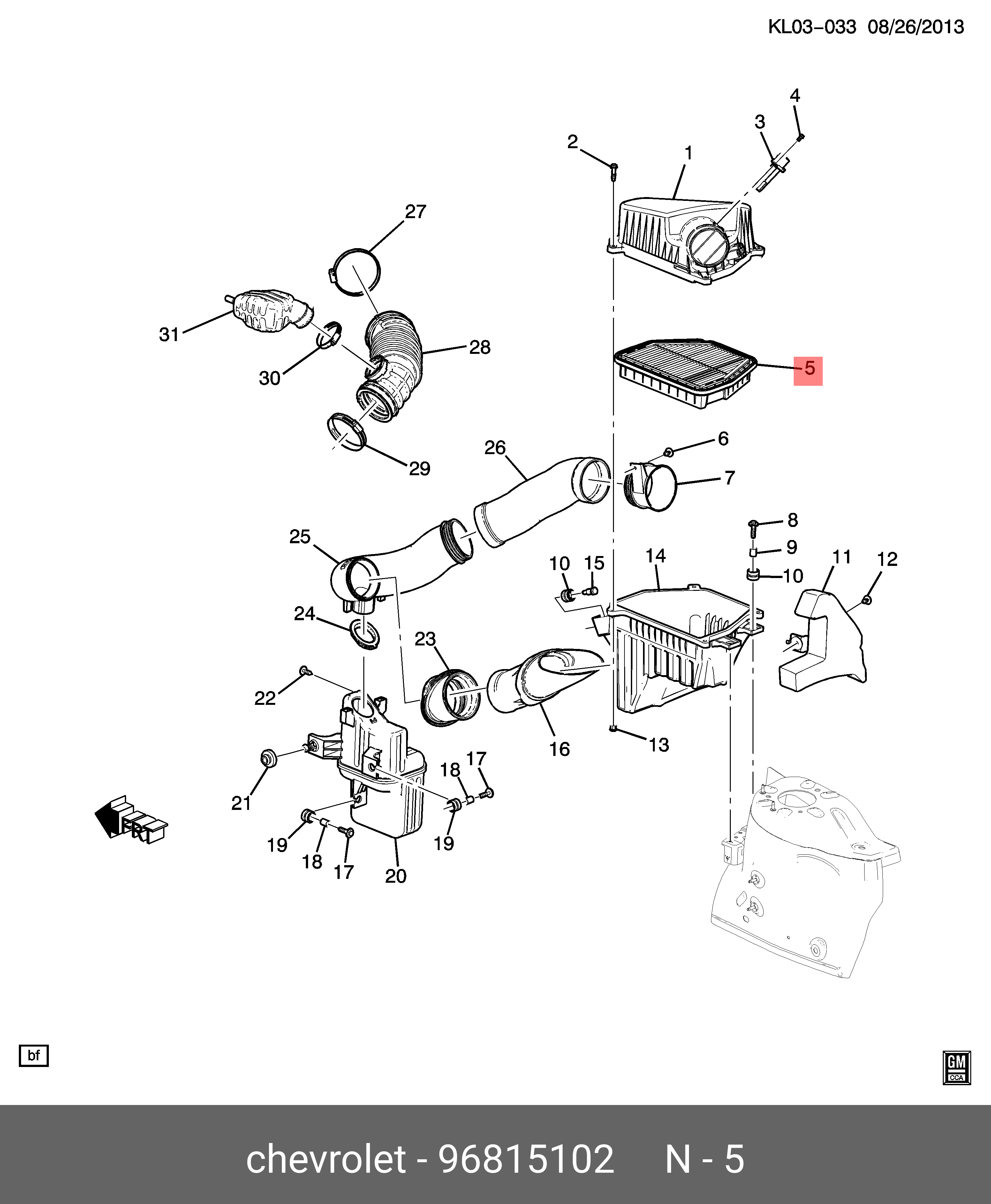 96815102 GENERAL MOTORS FILTER ASSY, AIR ELEMENT