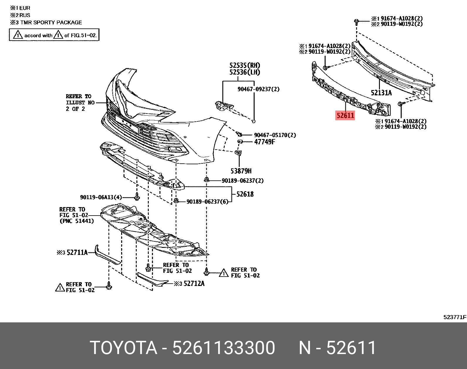52611-33300 TOYOTA LEXUS ABSORBER. FR BUMPER