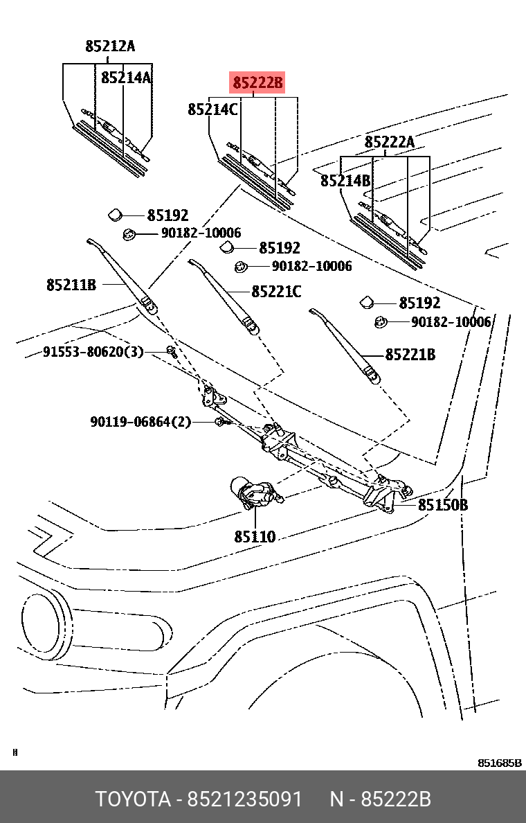 Front wiper blade, right