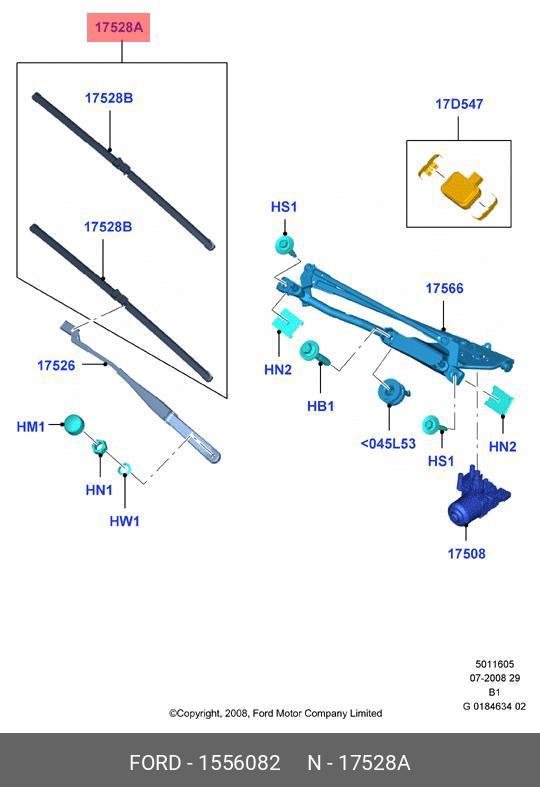 Wiper blade set, front