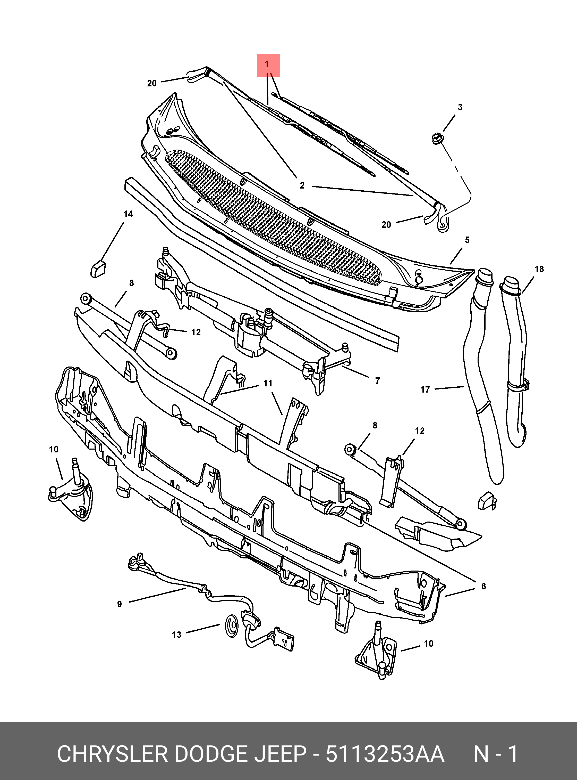 Front wiper blade, right