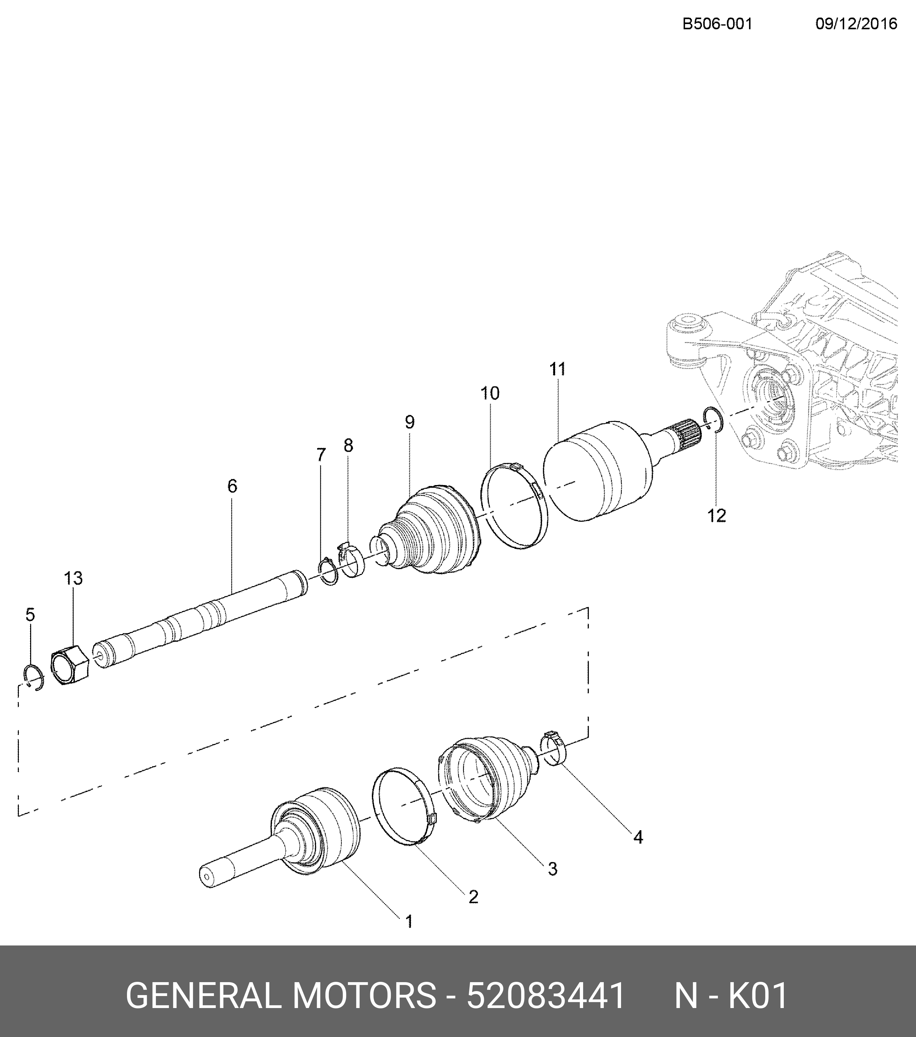52083441 GENERAL MOTORS Shaft, Frt Whl Drv Half