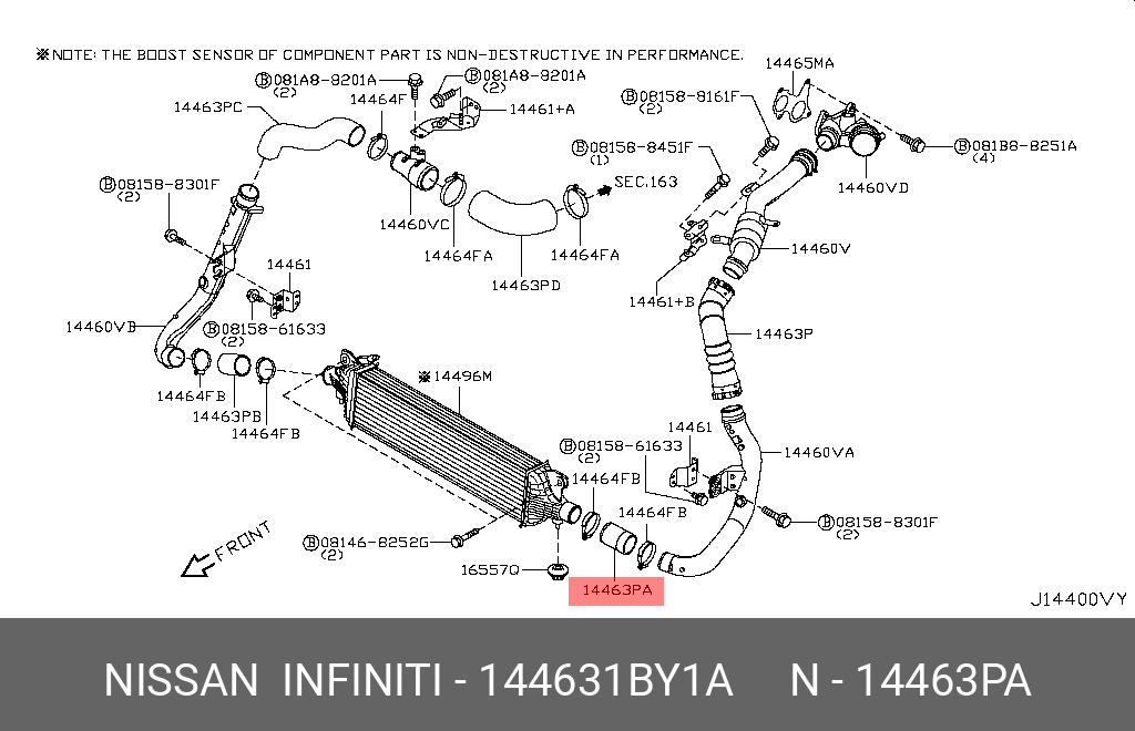 14463-1BY1A NISSAN RUBBER TUBE