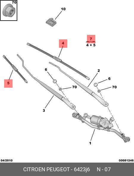 Wiper blade set, front