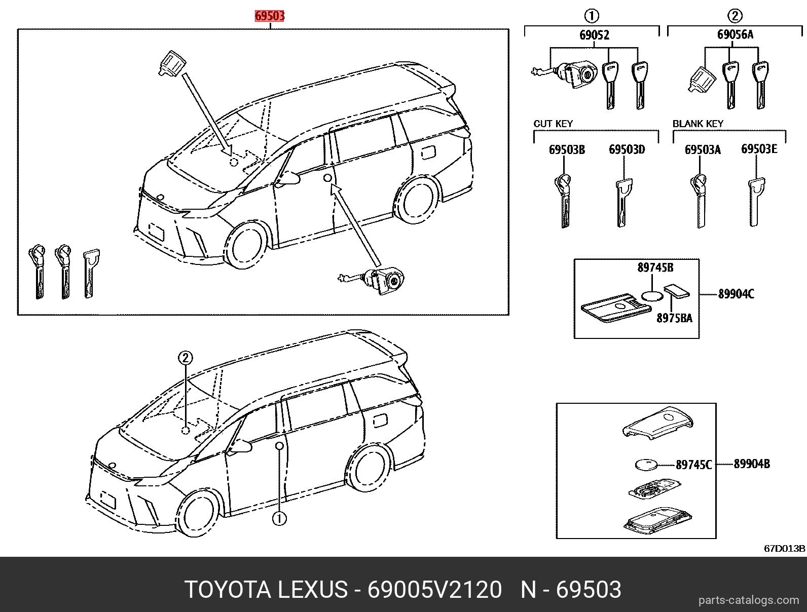 69005-V2120 TOYOTA LEXUS CYLINDER & KEY SET