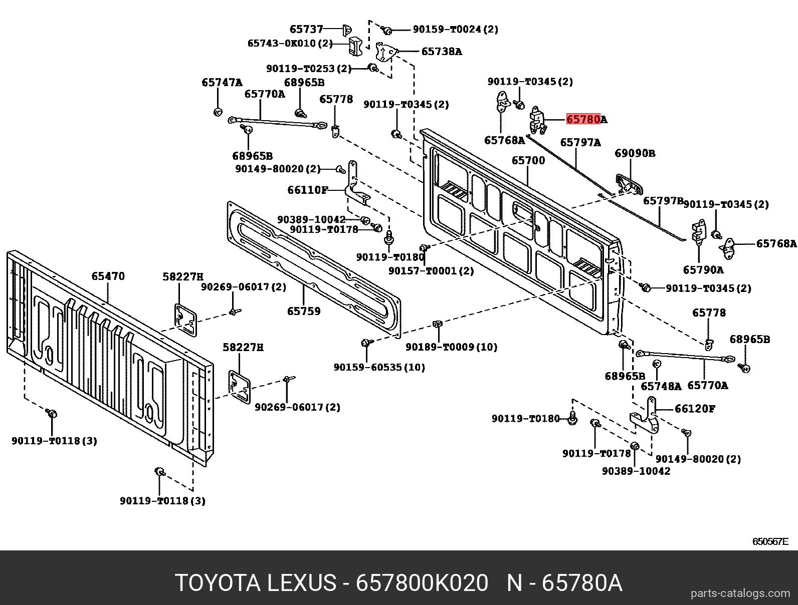 65780-0K020 TOYOTA LEXUS LOCK ASSY TAIL GATE