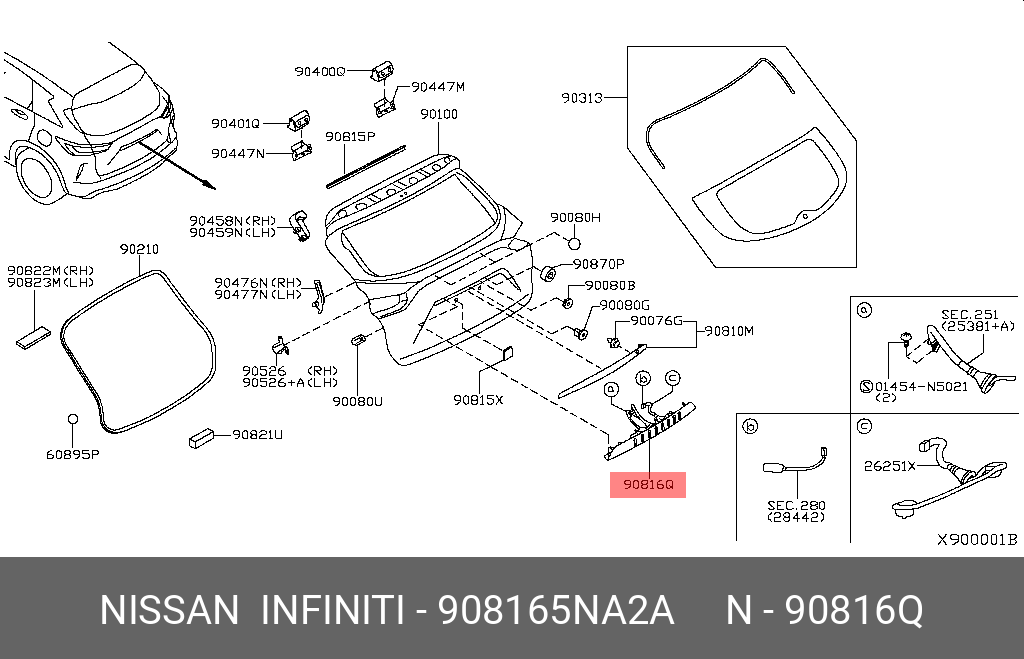 90816-5NA2A NISSAN FINISHER ASSY-B