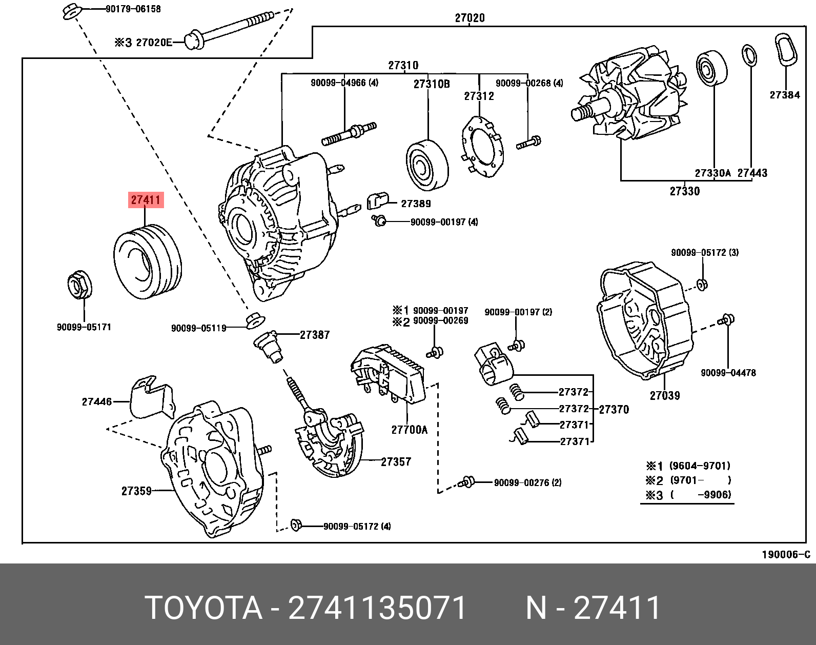 27411-35071 TOYOTA LEXUS PULLY