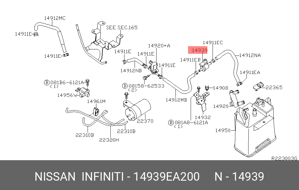 14939-EA200 NISSAN VALVE ASSY -EVAPO,SERVICE PORT