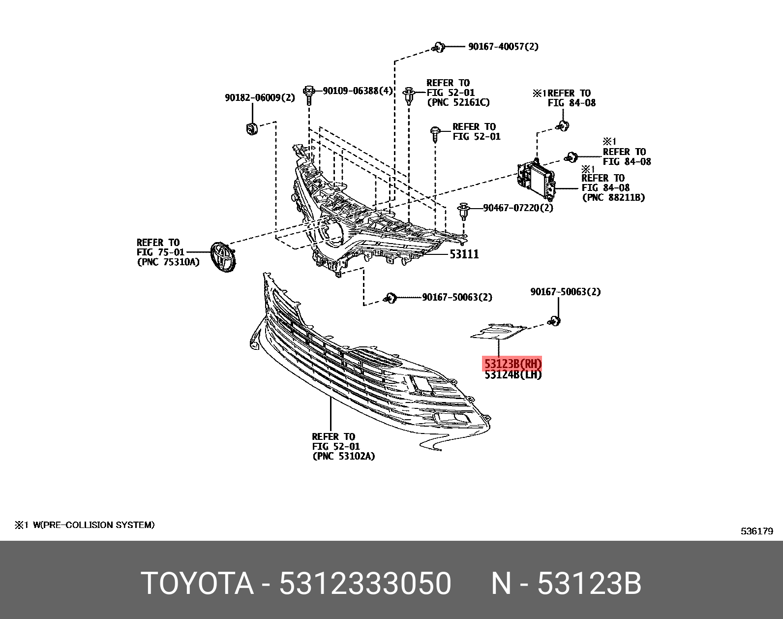 53123-33050 TOYOTA LEXUS MOULDING RADIATOR