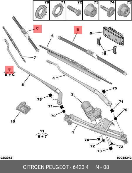 Wiper blade set, front